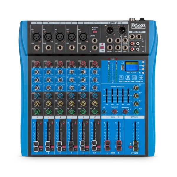 BEKBOES Professional Audio Mixer, 6 Channel, Input 48V Phantom Power