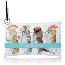 mofusand0017 Pouch, Small Items, Commuter Purse, Coin Purse, Makeup Pouch, Carabiner, Clear Multi Case, Small, Women's, Girls, Students, Children, Sushi (MFS-131)