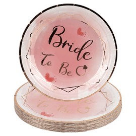 SHIDOW - Platos de papel para decoración de despedida de soltera, platos de papel para despedida de soltera, platos de cena redondos para despedida de soltera, platos desechables para cena de postre