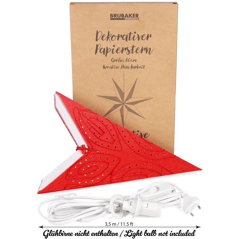 BRUBAKER 60 cm Paper Christmas Star for Hanging - Window