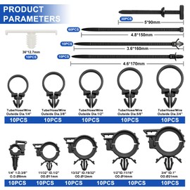 Taiss 220pcs Car Wire Loom Clips Assortment,15 Sizes Nylon Universal Cable Tie Buckle Zip Ties,Wiring Harness Clips Replacement Parts,Wire Loom Routing Clip Push Mount Cable Tie for Automotive