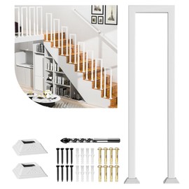 ACQUAN Stair Guardrail, Indoor & Outdoor Step Handrail, Porch Handrail and Deck Fence, White Metal Staircase Railing, with Decorative Cover (36IN/91CM)