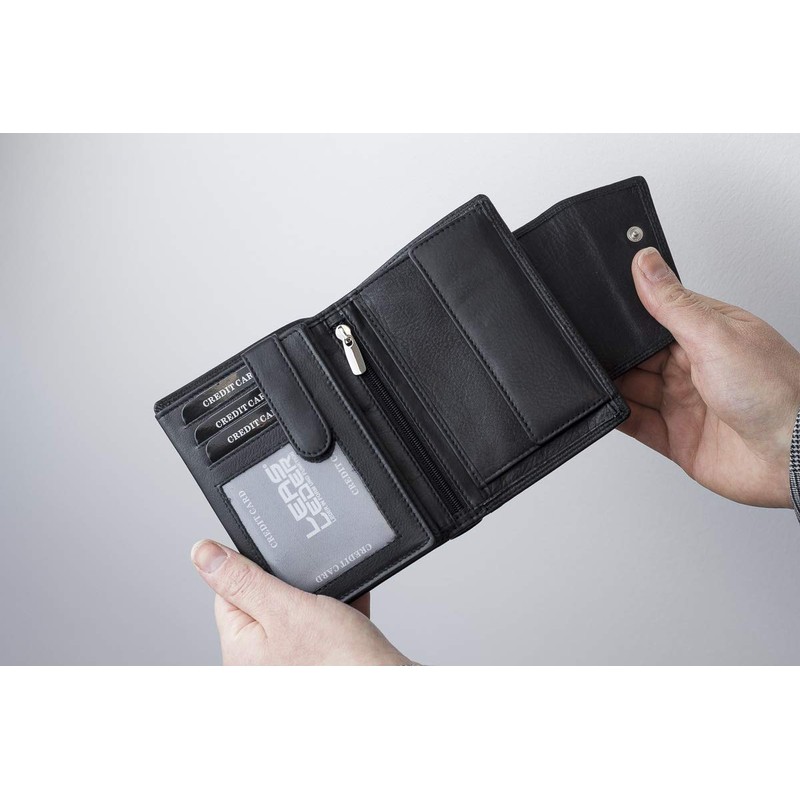 Women's Wallet in Portrait Format LEAS in Real Leather Black