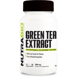 NutraBio Green Tea Extract, Adds Antioxidant Benefits and Helps Overall Health and Well-Being, 500mg - 90 Capsules