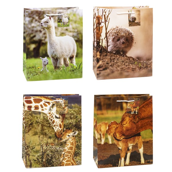TSI Geschenktüten TIERKINDER, 12er Packung, Größe: Groß (HxBxT 32 x
