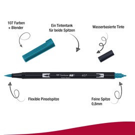 Tombow ABT Dual Brush Pen, Polar Glow, Pen with Two Tips, Perfect for Hand Lettering and Bullet Journal, Water-soluble, Set of 6 [ABT-6P-POLAR]