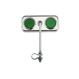 Alta Rectangle Bicycle Mirror Chrome, Reflectors Multiple Colors. (Green)