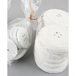 Button Decoration White Washed. D 9.5 cm 2 Models, Pack of 6)