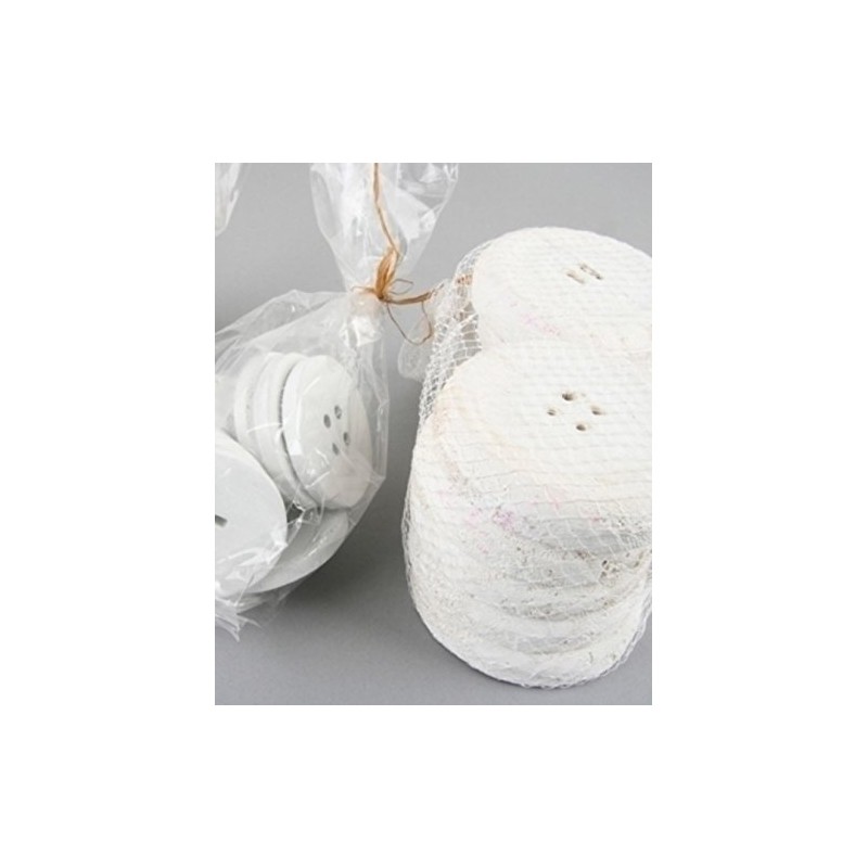 Button Decoration White Washed. D 9.5 cm 2 Models, Pack of 6)