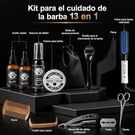 Kit Barba Cuidado, Kit de Cuidado de Barba 13 en 1 para Hombres, Juego de Regalo para Crecer y Afeitar Barbas, Regalos para Hombres para Pap, Novio,  