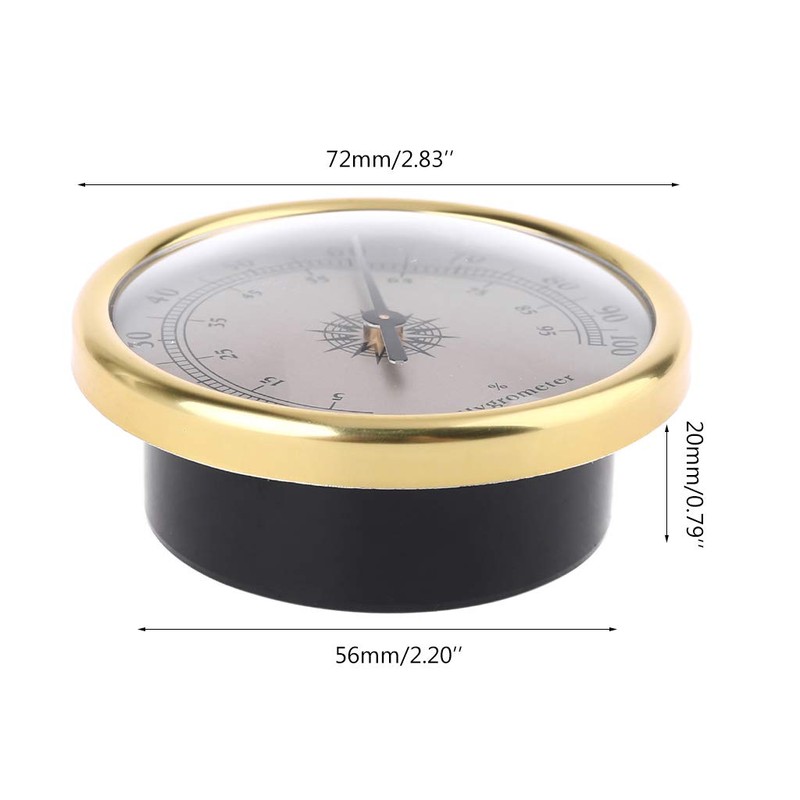 HELYZQ 72mm Round Gold Hygrometer Humidity Meter Gauge Ring Surface