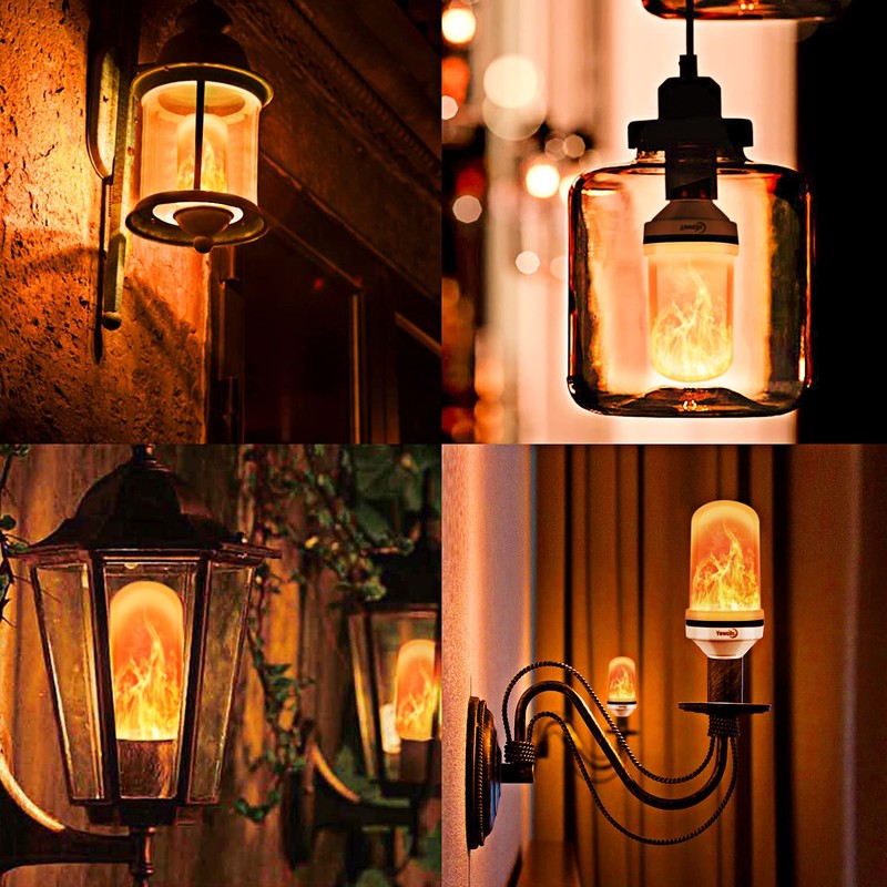 Yewclls LED Flame Effect Light Bulb, 4 Modes E26 Base