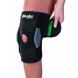 Mueller, Rodillera deportiva ajustable para articulación, Talle único que se ajustaba, 1 unidad por caja, 86455, talla única , Negro y verde, 1, 1