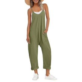 AUTOMET Spring Summer Fashion Outfits Beach Vacation Womens Jumpsuits Casual Rompers Comfy Trendy Overalls Jumpers Clothes 2025 ArmyGreen XL