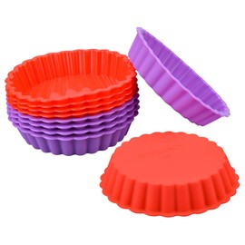 FUNBAKY Silicone Quiche Pan, Mini Pie Pan Non-stick Round Silicone Baking Molds 10 Packs