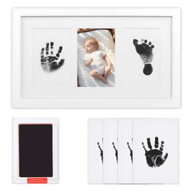 Baby Handprint and Footprint Kit, Baby Photo Frame Kit with 100% Clean-Touch Ink Pad for Newborn Girls and Boys,Inkless Ink Pads Safe for Baby Hands & Feet, Perfect Baby Gift Keepsake for New Parents