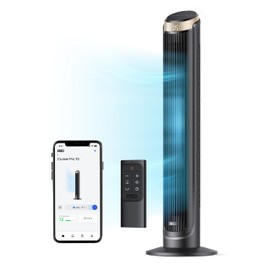 Dreo 40'' WiFi Tower Fan, 26ft/s High-Speed Cooling, Quiet Floor Fan with Remote, 90° Oscillating Fan, 4 Modes, 12H Timer, Touch Control, Standing Cooling Fan for Bedroom, Home, Office Room, Gold