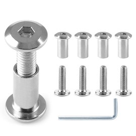 Jersvimc 10 Pair(20 Piece) M6x20mm Hex Drive Socket Cap Bolt with Allen Wrench, Silver Furniture Connector Bolts M6 Countersunk Screw Barrel Nuts Binding Screws for Crib Replacement Belt Cabinet
