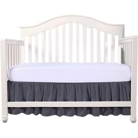 Crib Bed Skirt 28” x 52” with 14” Drop – Split Corners Dust Ruffle, Microfiber - Breathable, Durable, Elastic Adjustable Fit, Soft Nursery Bedding for Baby Boys & Girls, Dark Grey Solid