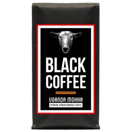 Black Coffee - Uganda Mocha | Whole Beans Variety Pure Roasted Coffee | 100% Robust | Strong Coffee | Very Dark Drum Roasting in Mini Sides | High Caffeine Content | ‎400 g