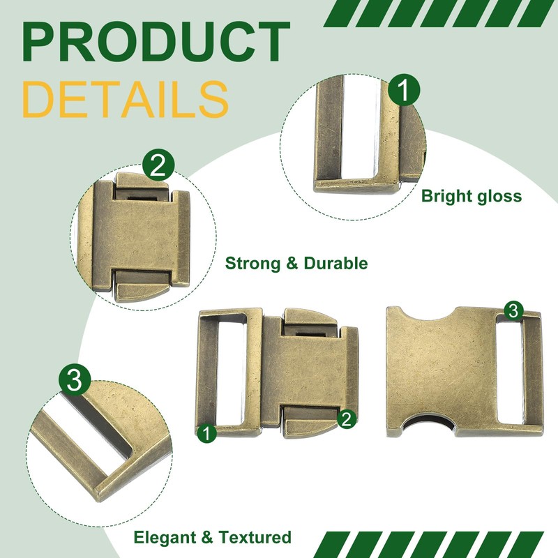 PATIKIL Metal Buckle, 4 Pack Quick Side Release Clips for