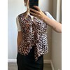 Yimoon Women's Leopard Print Tie Front Vest Top Lightweight Quilted