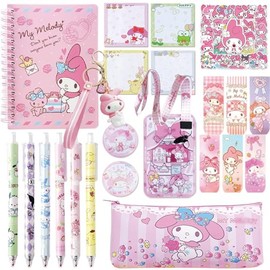 Bonito juego de papelera Kawaii para regalo de regreso a clases que incluye cuaderno, estuche de lpices, bolgrafo, tarjetero, stickers, llavero,...   