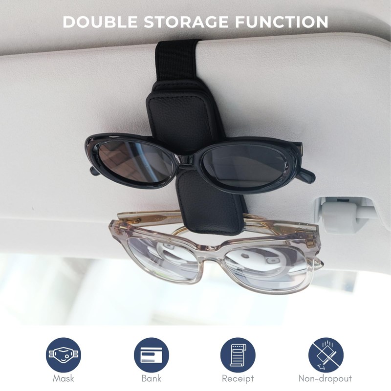 Ompellus Magnetic Sunglasses Holder for Car Sun Visor, Double Position