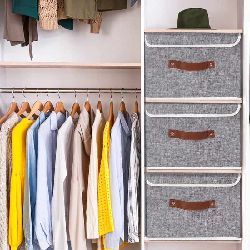 Yawinhe Storage Boxes with Lids 2 Pack, Collapsible Storage Bin