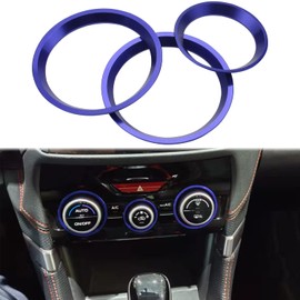 AC Climate Control Knob Outer Ring Covers Interior Trim for Subaru Accessories Forester 2019-2022, Crosstrek 2018-2022, Impreza 2018-2022, Air Condition Switch Volume Decor (Blue, 3PCS)
