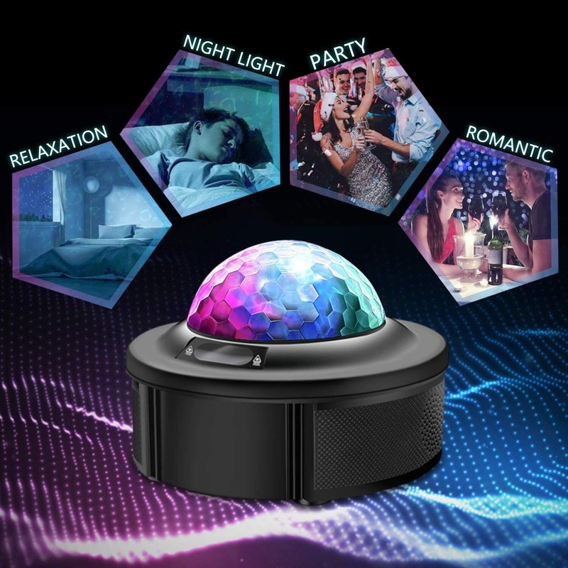 Starry Sky LED Moon Mood Night Light Projector w Speaker,