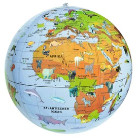 Moses 38076 Inflatable Animal Globe | Water Ball World Globe with Animals | For Playing in Water and on Land | For Children, Colourful