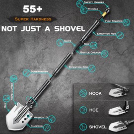 YANTOO Camping and Hiking Shovel, 23-in-1 Folding Detachable Portable Spade Kit, Multifunctional for Camping, Beaching, Hiking, Outdoor, Fishing, Gardening, Car Emergency.