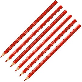 FABER-CASTELL 205069 Colour Grip Colouring Pencils, Morning Red, Pack of 6, Shatterproof, Colouring Pencils for Adults and Children