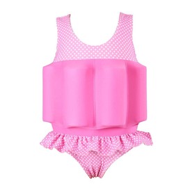 Kids Baby Girls Polka Dot Floatation Swimsuit with Adjustable Buoyancy Bathing Swimwear Toddler One Piece Swimming Suit Summer Sleeveless Vest Jacket Ruffle Tutu Swim Dress Pink Polka Dot 2-3 Years