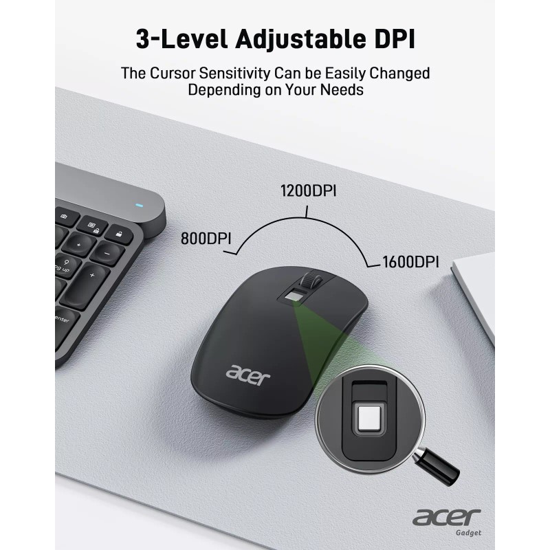 acer Computer Mouse Wireless, 2.4G Slim USB Wireless Mice with
