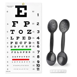 Eye Chart,Eye Exam Chart,Snellen Eye Chart,Snellen Eye Exam Kit Standard 20 Feet Snellen Eye Chart 22x11 inch with 2 Pack Dual-Use Eye Occluders