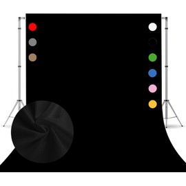 10x7 ft Back Drop Black Photoshoot Backdrop Cloth for Photography, Large Backdrops Polyester Fabric Pure Black Photo Stage Backdrop Curtain for Portrait Photoshoot Party Screen Video Photo Backdrop