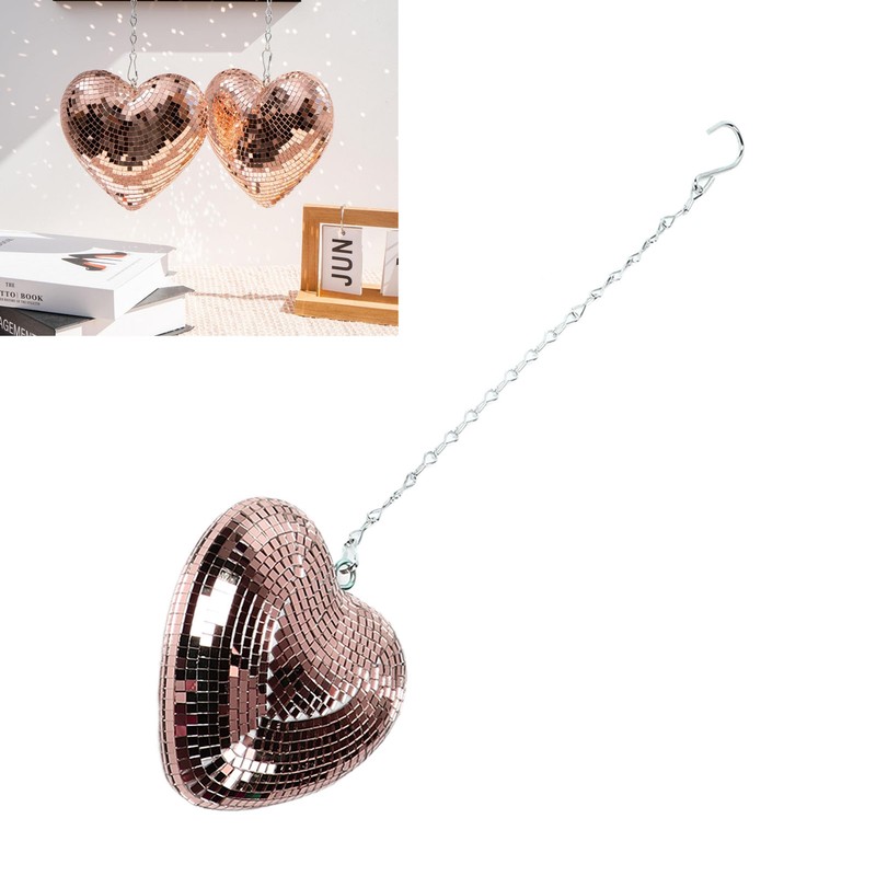 Heart Shaped Mirror Ball Shiny Decorative Reflective Mirror Ball Ornament