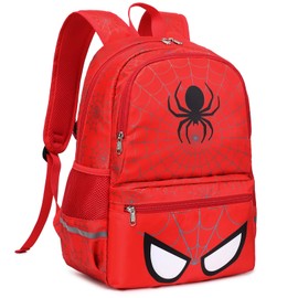 Octsky Kids Backpack for School Boys Backpack with Lunch Box Elementary Bookbag Backpack, Spider Red 3pcs