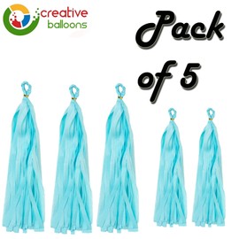 Tissue Paper Tassels Decorative Wall Hanging Tassels Garland Banner Baby Blue Tassel for Crafts Home Decoration Wedding Birthday Baby Shower Party Supplies Pack of 5