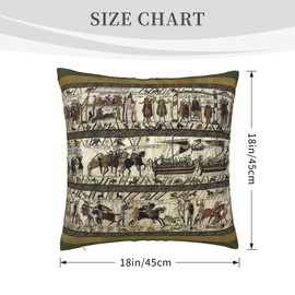 Bayeux Tapestry Throw Pillow Covers 18"X18" Cozy Velvet Square Throw Pillowcases Home Decor For Bed Couch Sofa Living Room Cushion Cover