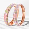 UJOY Cloisonne Bracelets Flower Enameled Cuff Hinged Bangles Gold Plated