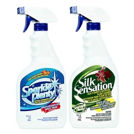 Sparkle Plenty Silk Sensation Bundle - Sparkle Plenty Chandelier Cleaner Drip Dry Spray No Wipe & Silk Plant Cleaner Spray No Wipe for Artificial Plants & Flowers - Spray Away Cleaner (32 oz, 2 Pack)