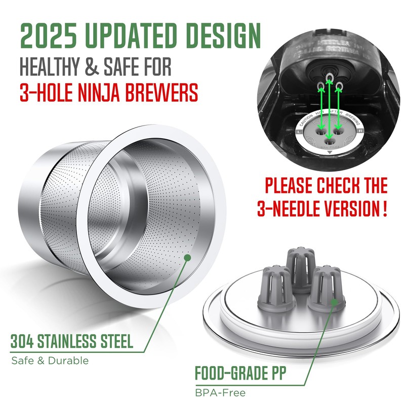 Ninja Reusable Coffee Pod: VIVI SKY Upgraded Stainless Steel Refillable