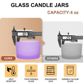 SHOWIN Thick Candle Jars for Making Candles 16 Pcs, 4 OZ Empty Jars with Wood Lids for Candle Making, Sample Container - Dishwasher Safe, Frosted Purple