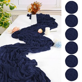 6 Pack Navy Blue Cheesecloth Table Runner,10FT Gauze Boho Table Runner 20x120inch Rustic Sheer Cheese Cloth Table Runner for Wedding Party Bridal Shower Table Thanksgiving Christmas Decoration