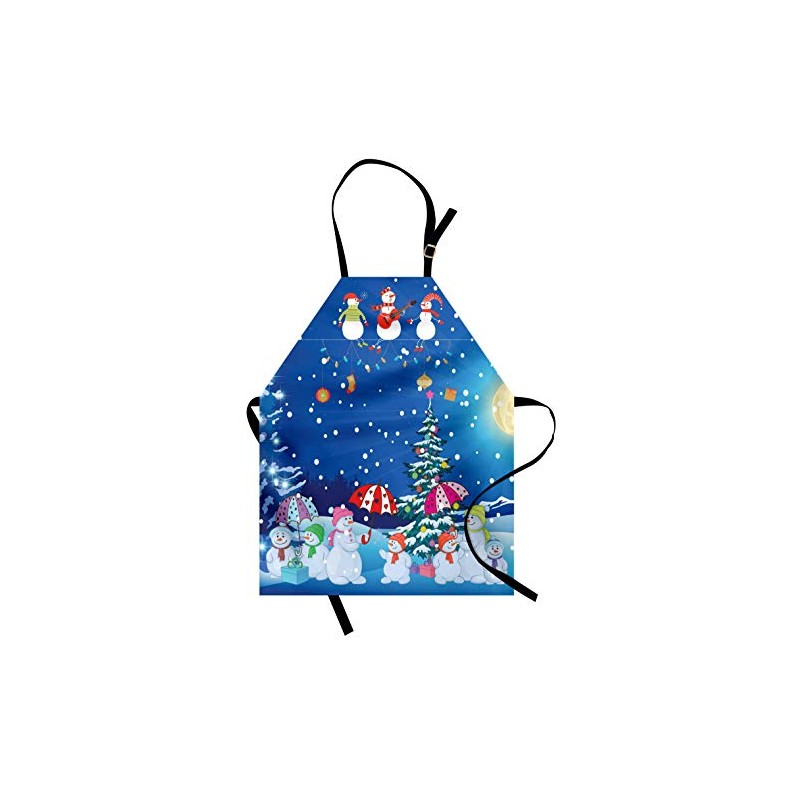 ABAKUHAUS Christmas Apron, Snowman Party, Unisex Kitchen Bib Apron with