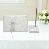 Wedding Guest Book and Pen Set with White Satin Bow,