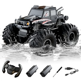Ousibin Amphibious Remote Control Car, Waterproof 360°Rotate 4WD RC Monster Trucks,2.4GHz All Terrain Off-Road Pickup Toy,RC Car Pool Toys Remote Control Boat for Gifts for Boys Kids Age 8-12+